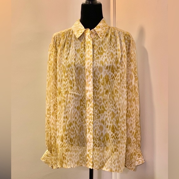 ANINE BING NWOT Caleb Silk‎ Blouse in Marigold Leo - Picture 7 of 15